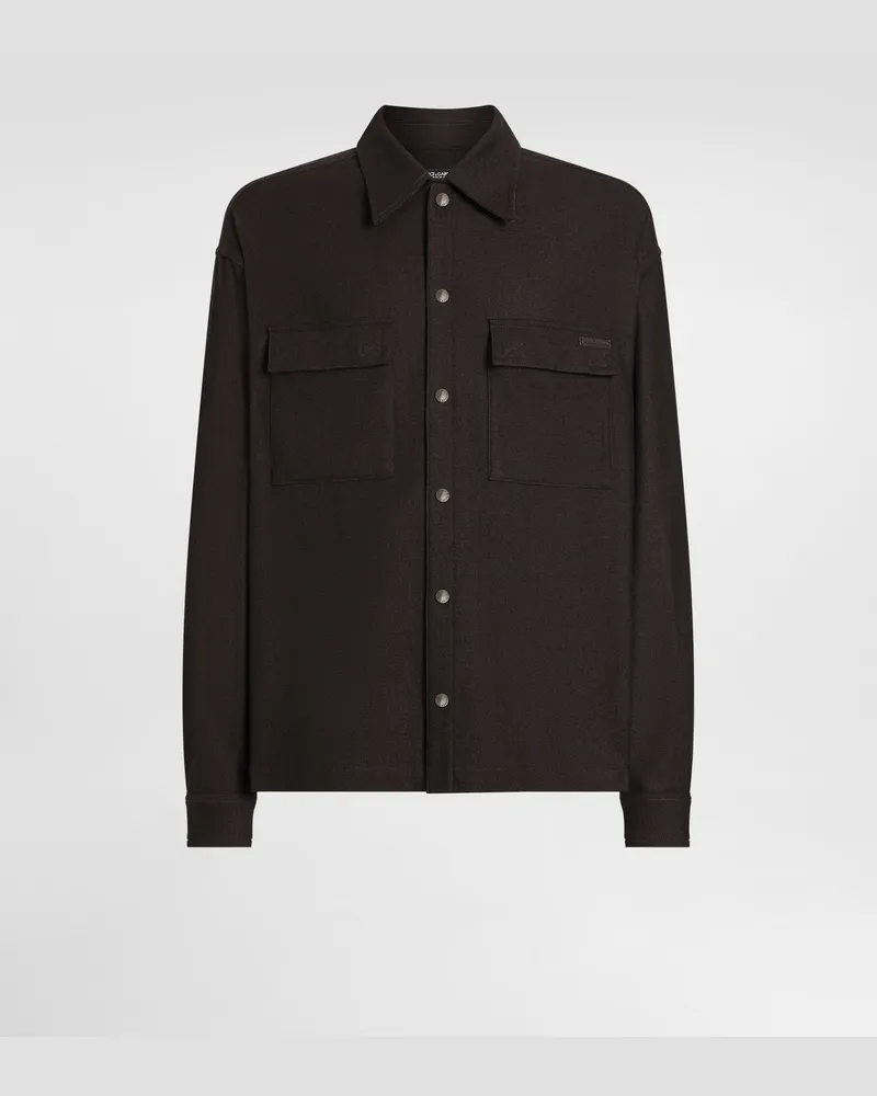 Dolce & Gabbana Mélange Wool Mat Shirt - Mann Hemden Braun Wolle Brown
