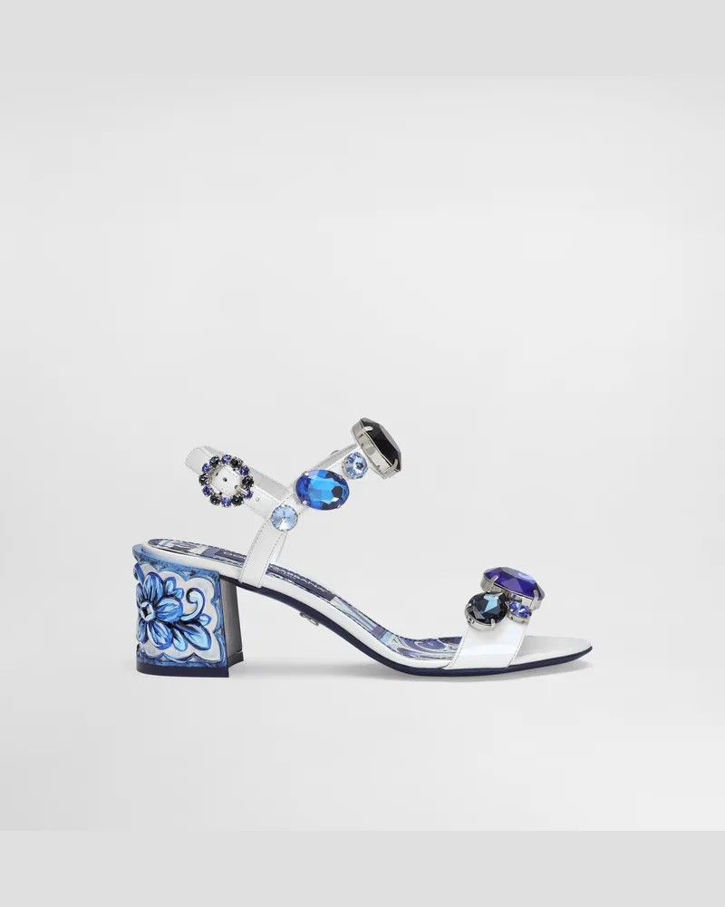 Dolce & Gabbana DG EXCLUSIVE  Sandale Aus Lackleder Mit Schmuckstickereien - Frau Sandalen Und Wedges Mehrfarbig Mehrfarbig