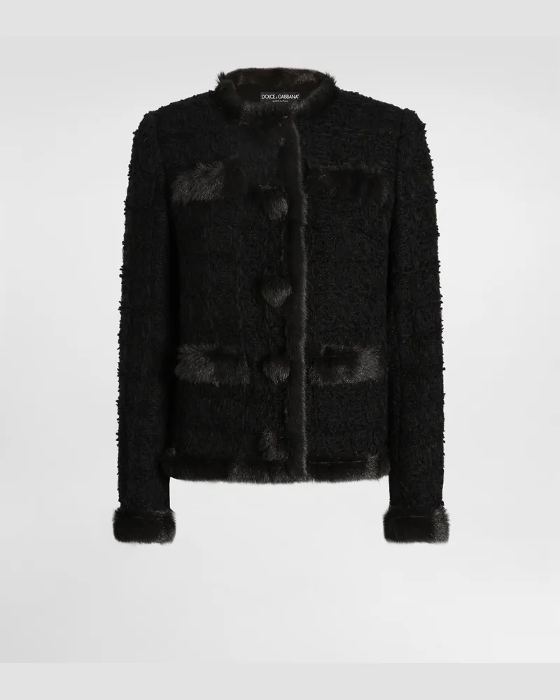 Dolce & Gabbana Single-breasted Tweed Jacket - Frau Mäntel Und Jacken Schwarz Black
