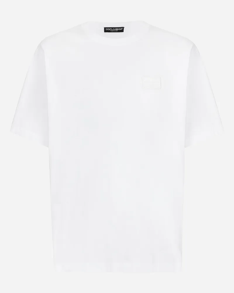 Dolce & Gabbana Baumwoll-t-shirt Mit Logoplakette - Mann T-shirts Und Polos Mehrfarbig Mehrfarbig