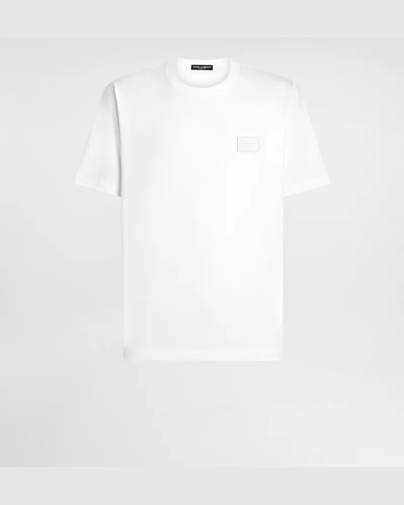 Dolce & Gabbana Baumwoll-t-shirt Mit Logoplakette - Mann T-shirts Und Polos Mehrfarbig Mehrfarbig