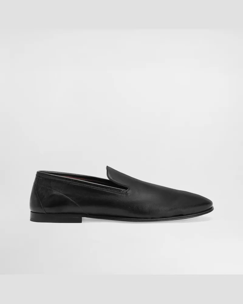 Dolce & Gabbana Slipper Erice Aus Leder - Mann Driver Und Mokassins Schwarz Schwarz