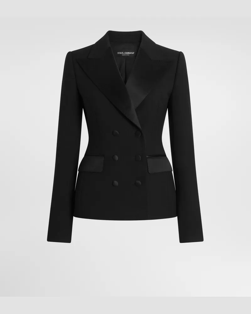Dolce & Gabbana Jacke Aus Wollcady Mit Doppelreihiger Knopfleiste - Frau Blazer Schwarz Schwarz