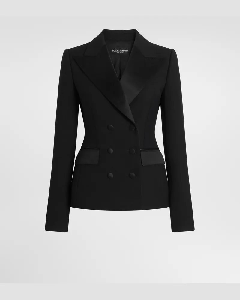 Dolce & Gabbana Jacke Aus Wollcady Mit Doppelreihiger Knopfleiste - Frau Blazer Schwarz Schwarz