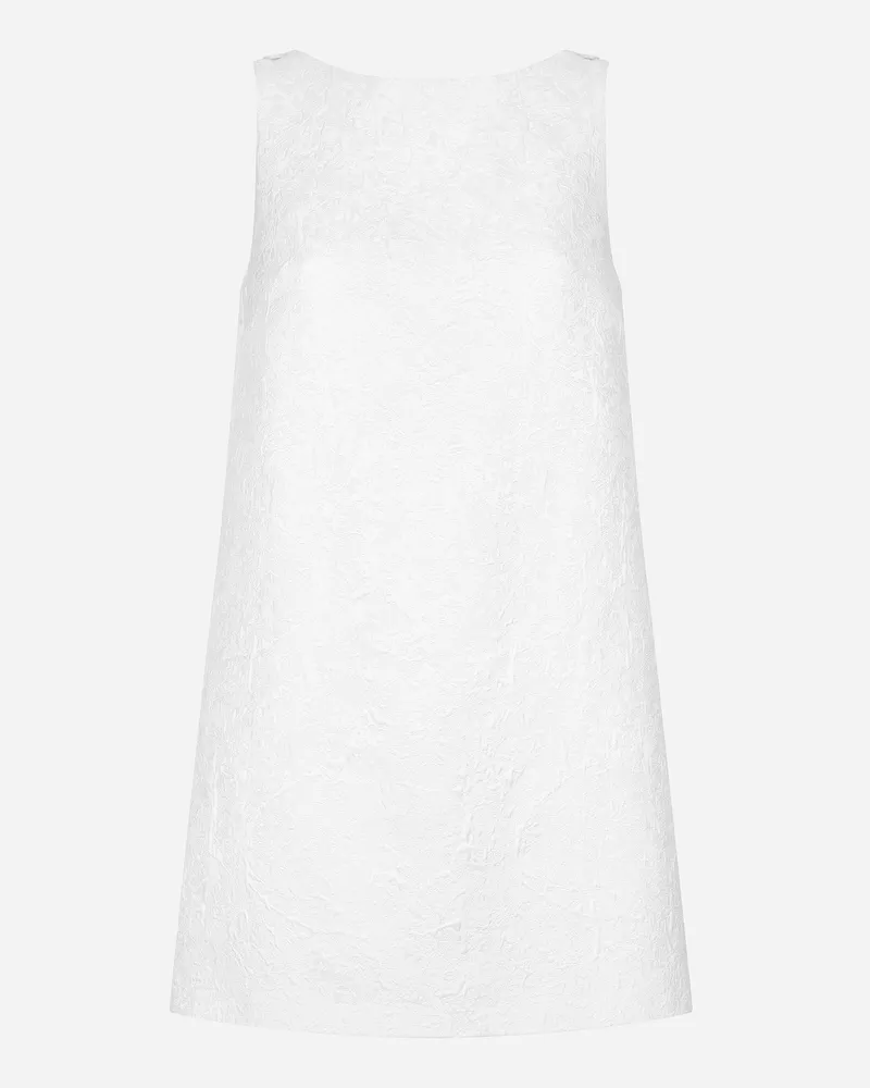 Dolce & Gabbana Kurzes Kleid Aus Brokat Mit Rückenausschnitt - Frau Kleider Wei Weiss