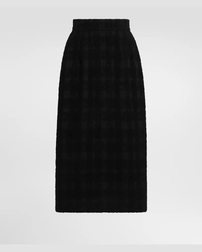 Dolce & Gabbana Rock Aus Wollmischung In Bouclé-karo - Frau Collection Schwarz Schwarz