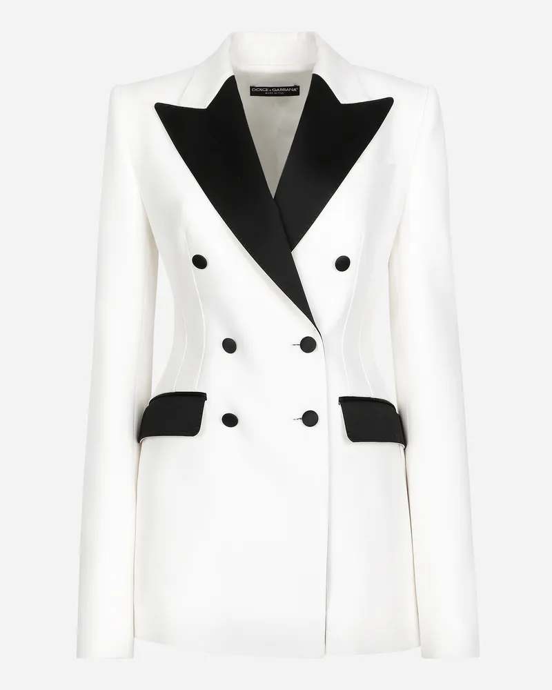 Dolce & Gabbana Zweireihige Smokingjacke Turlington Aus Faille - Frau Blazer Wei White