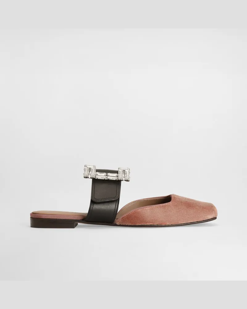 Dolce & Gabbana Sabot Aus Samt Mit Schmuckschnalle - Frau Pantoletten Und Mules Rosa Rosa