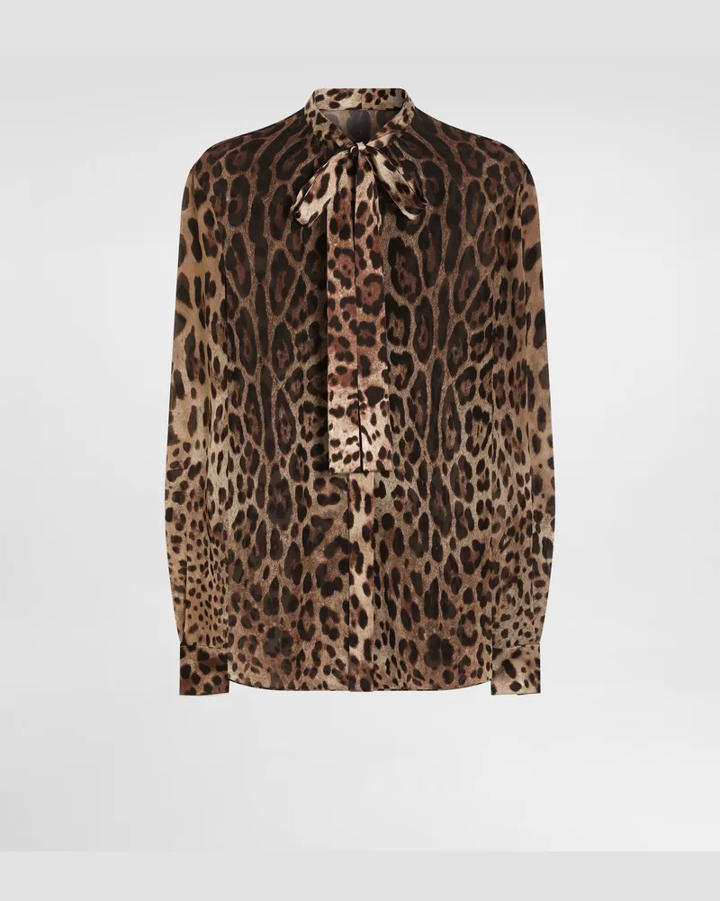 Dolce & Gabbana Hemd Aus Georgette Mit Leo-print - Frau Blusen Und Tops Animalprint Print