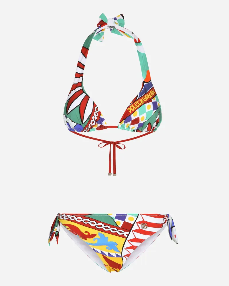 Dolce & Gabbana Triangel-bikini Carretto-print - Frau Bademode Carretto-print Stoff Mehrfarbig