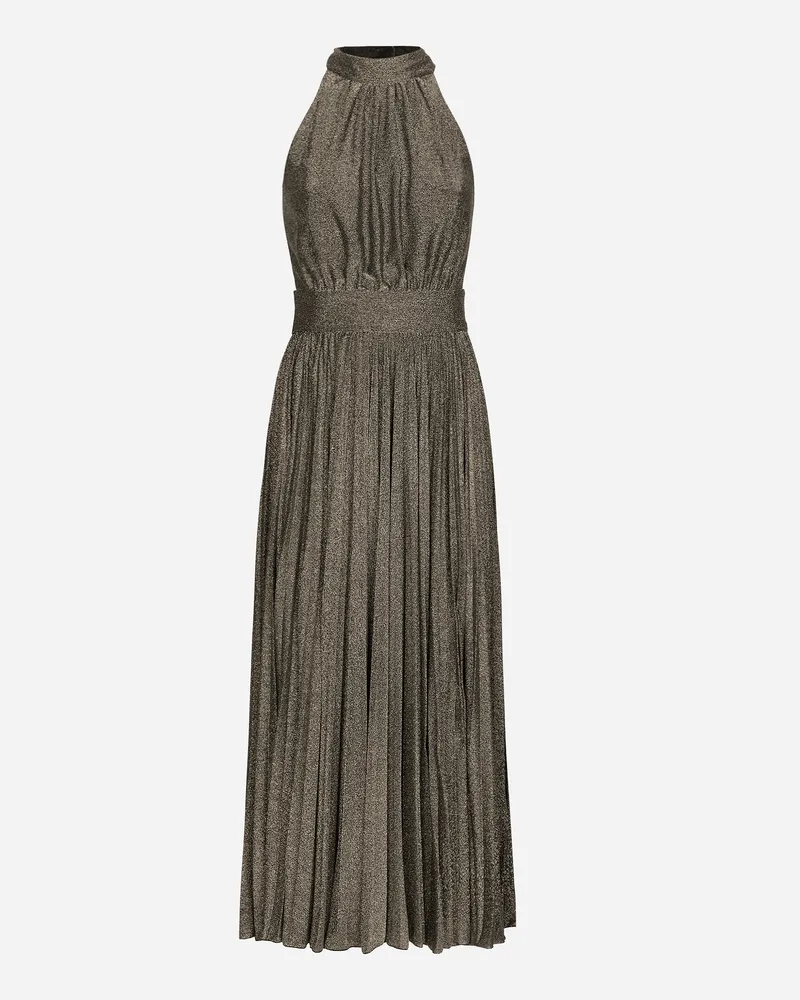 Dolce & Gabbana Longuette-kleid Aus Plissiertem Lurex-jersey - Frau Kleider Silber Silber