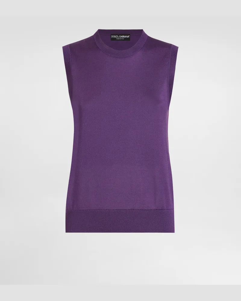Dolce & Gabbana Tanktop Aus Seide Mit Blumenbrosche - Frau Strickwaren Violett Violett
