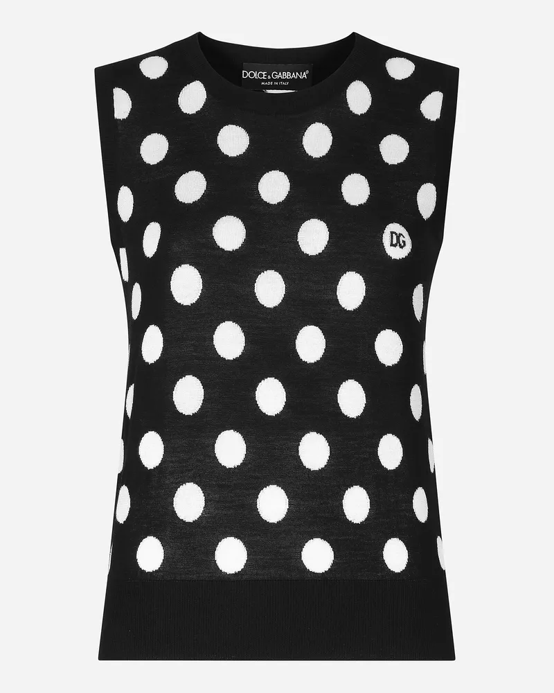 Dolce & Gabbana Intarsien-tanktop Punkteprint Aus Wolle Und Seide - Frau Strickwaren Mehrfarbig Drucken
