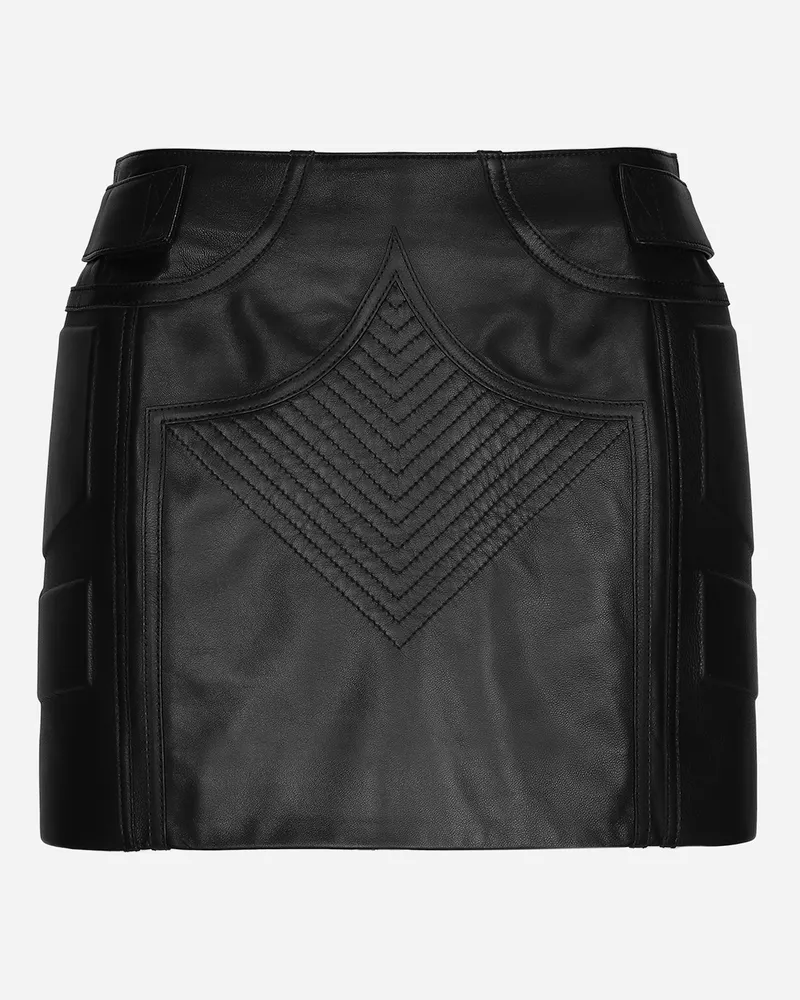 Dolce & Gabbana Minirock Aus Nappaleder - Frau Röcke Schwarz Leder Schwarz