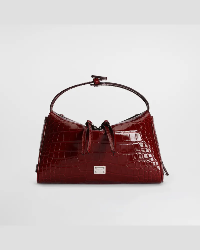 Dolce & Gabbana Vittoria Alligator Crossbody Bag - Mann Collection Red Red