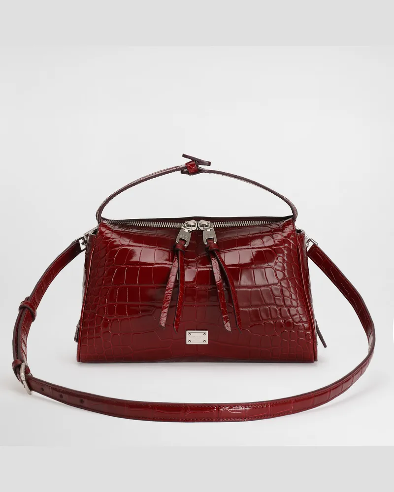 Dolce & Gabbana Vittoria Alligator Crossbody Bag - Mann Collection Red Red