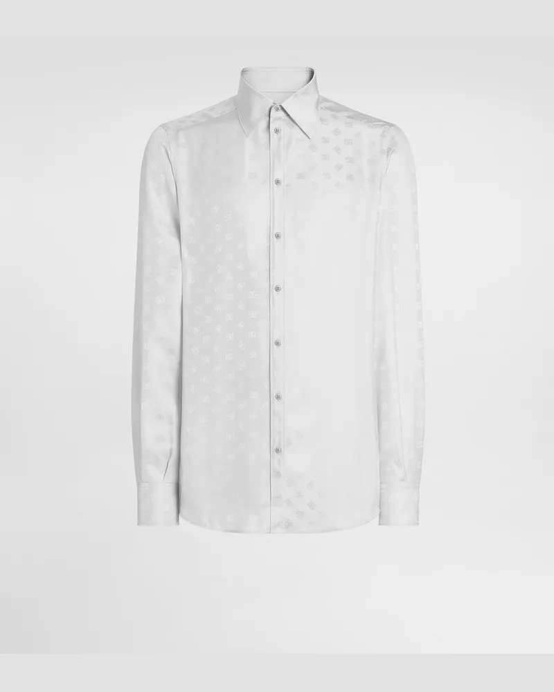 Dolce & Gabbana Hemd Martini Aus Dg-logojacquard - Mann Hemden Grau Grau