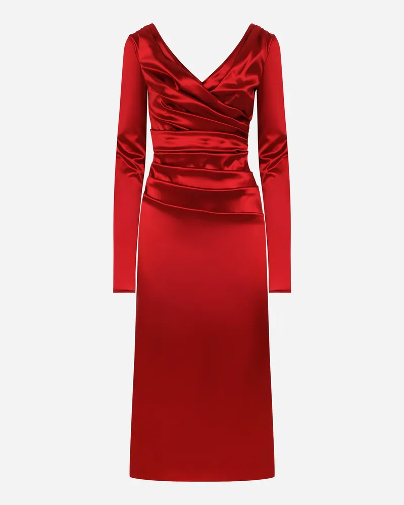 Dolce & Gabbana Drapiertes Longuette-kleid Aus Satin - Frau Kleider Grau Satin Grau
