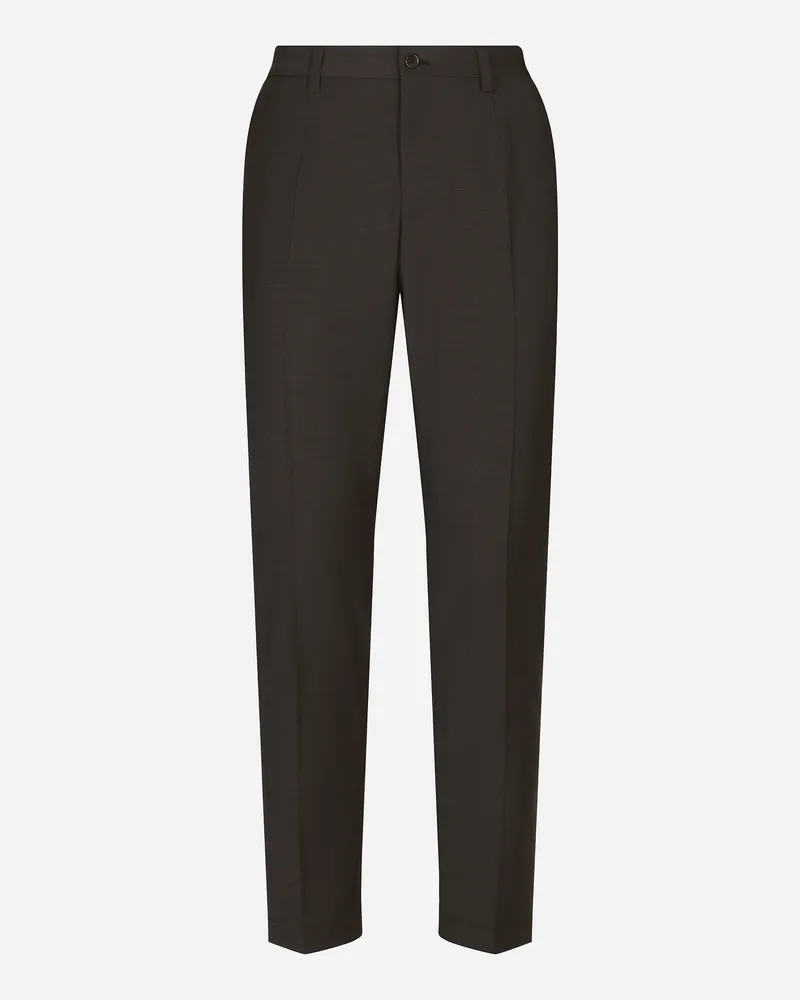 Dolce & Gabbana Hose Baumwollstretch Mit Dg-patch - Mann Hosen Und Shorts Grau Wolle Grau