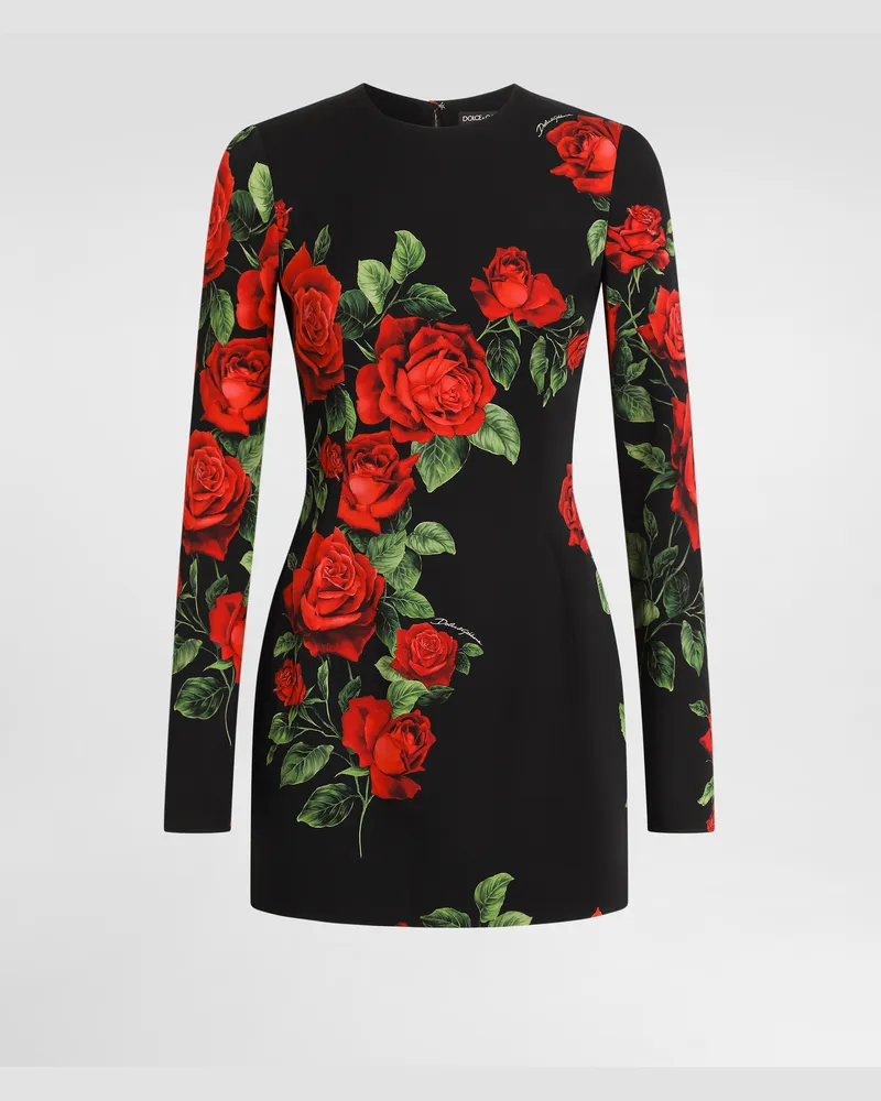 Dolce & Gabbana Rose-print Charmeuse Dress - Frau Kleider Multicolor Multicolor