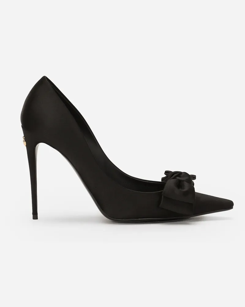 Dolce & Gabbana Pumps Aus Satin Mit Schleife - Frau Pumps Und Slingbacks Schwarz Schwarz