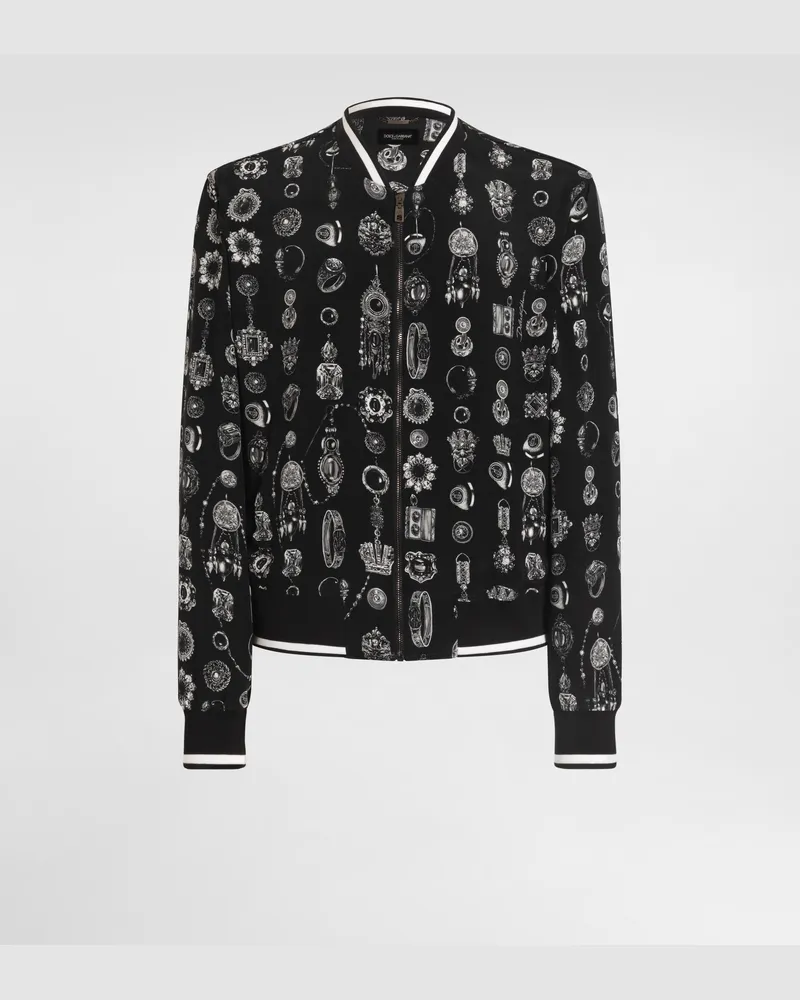 Dolce & Gabbana Bomberjacke Aus Crêpe Marocain Mit Schmuckdruck - Mann Mäntel Und Jacken Drucken Drucken