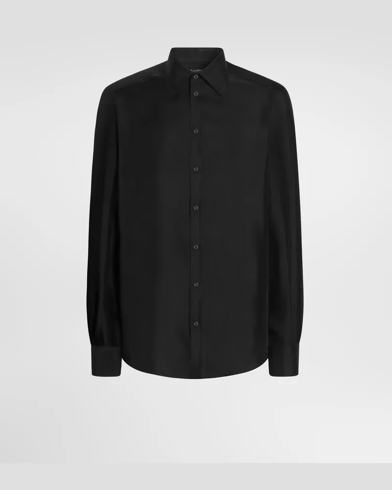 Dolce & Gabbana Hemd Martini Aus Seidentwill - Mann Hemden Schwarz Schwarz