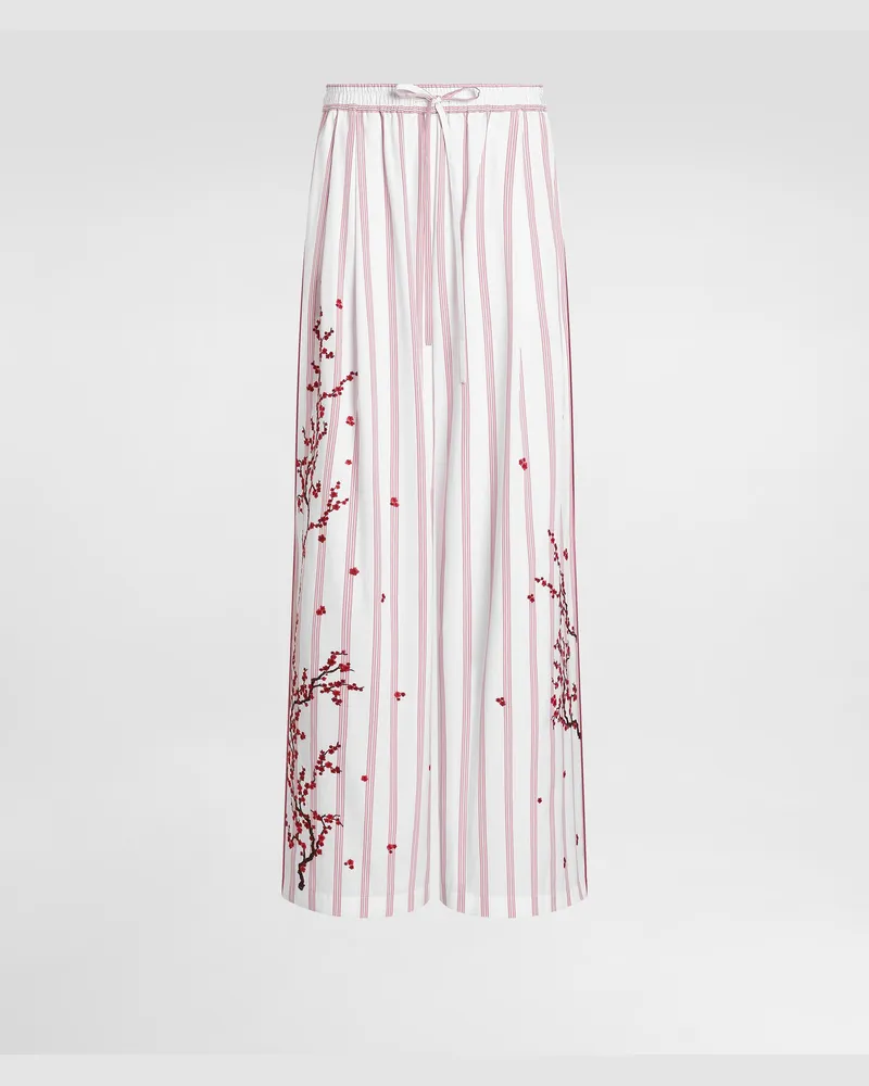 Dolce & Gabbana Poplin Trousers With Thread Floral Embroidery - Frau Hosen Und Shorts Mehrfarbig Multicolor