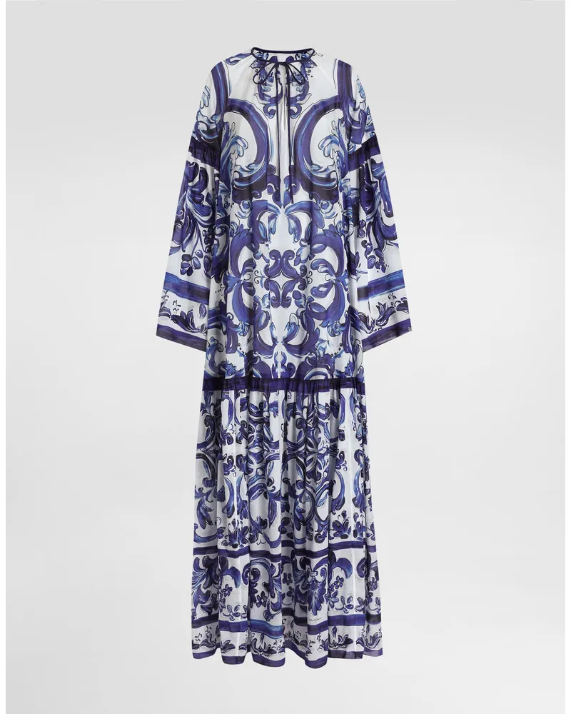 Dolce & Gabbana DG EXCLUSIVE  Baumwollkleid Mit Majolika-print - Frau Kleider Drucken Drucken