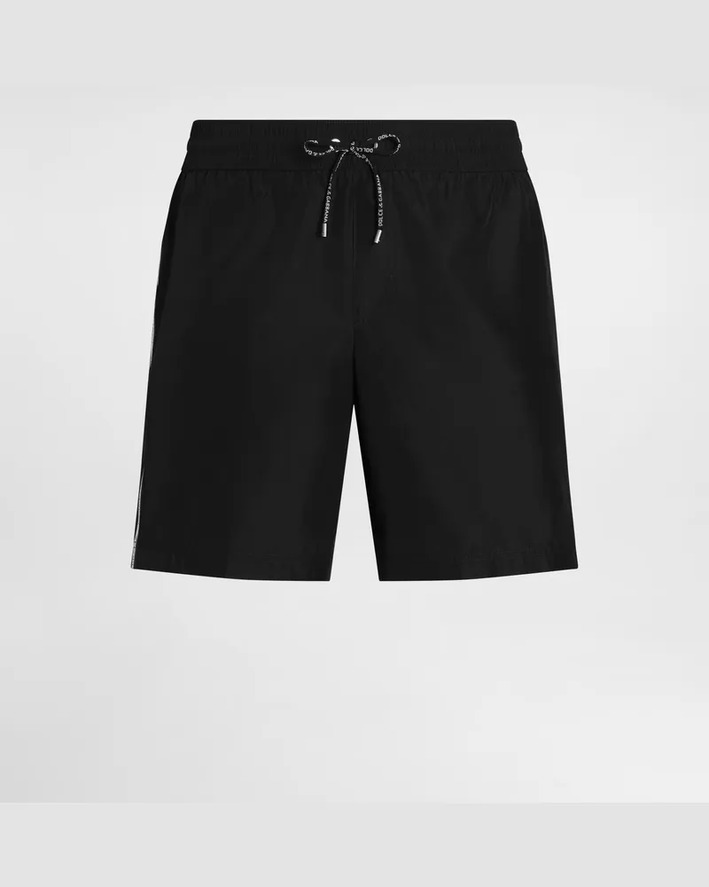 Dolce & Gabbana Bade-boxershorts Aus Canvas - Mann Beachwear Schwarz Schwarz