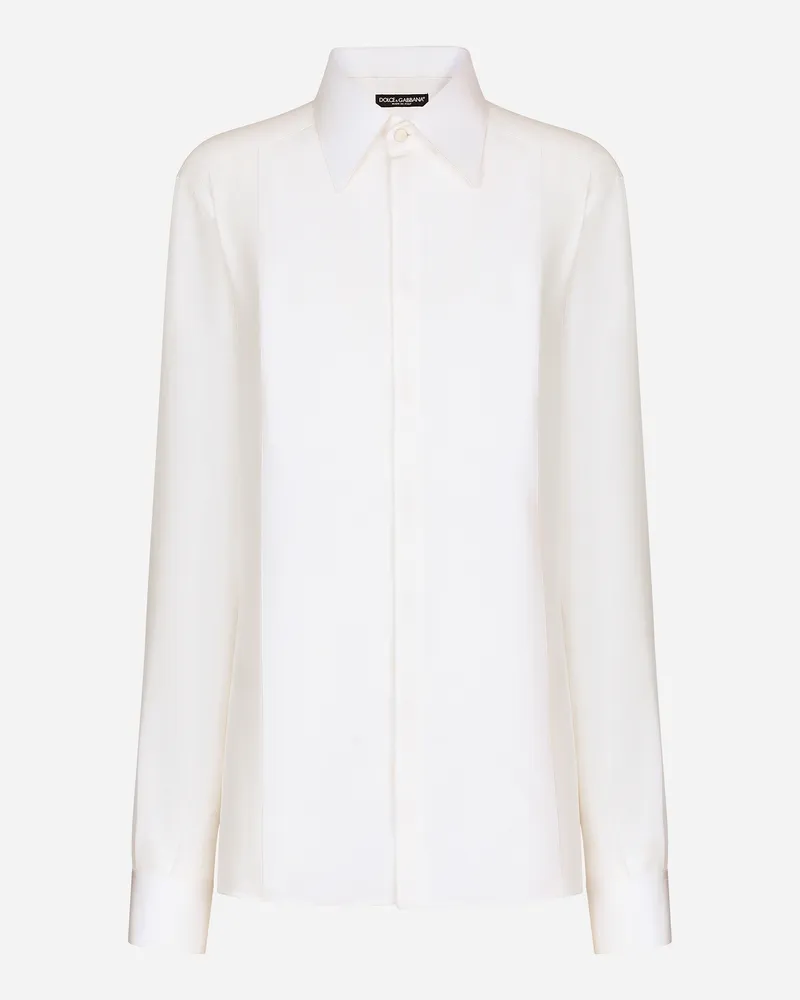Dolce & Gabbana Bluse Aus Seiden-crêpe-de-chine - Frau Blusen Und Tops Wei� Seide Weiss