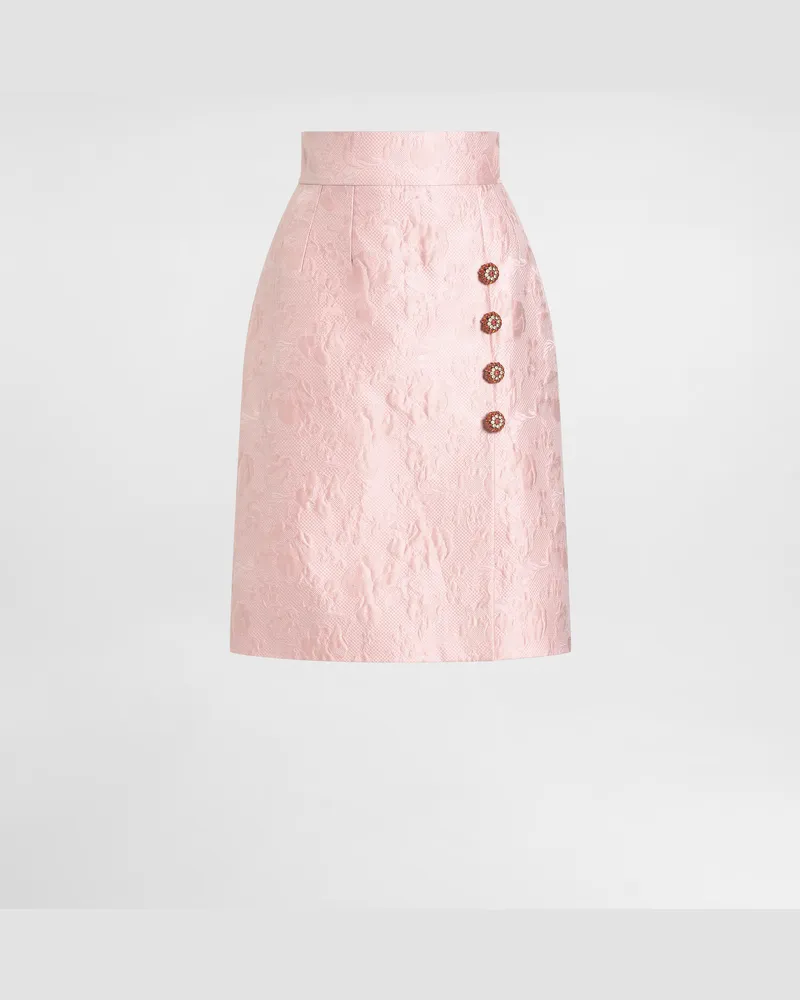 Dolce & Gabbana Rock Aus Floralem Jacquard - Frau Röcke Rosa Rosa