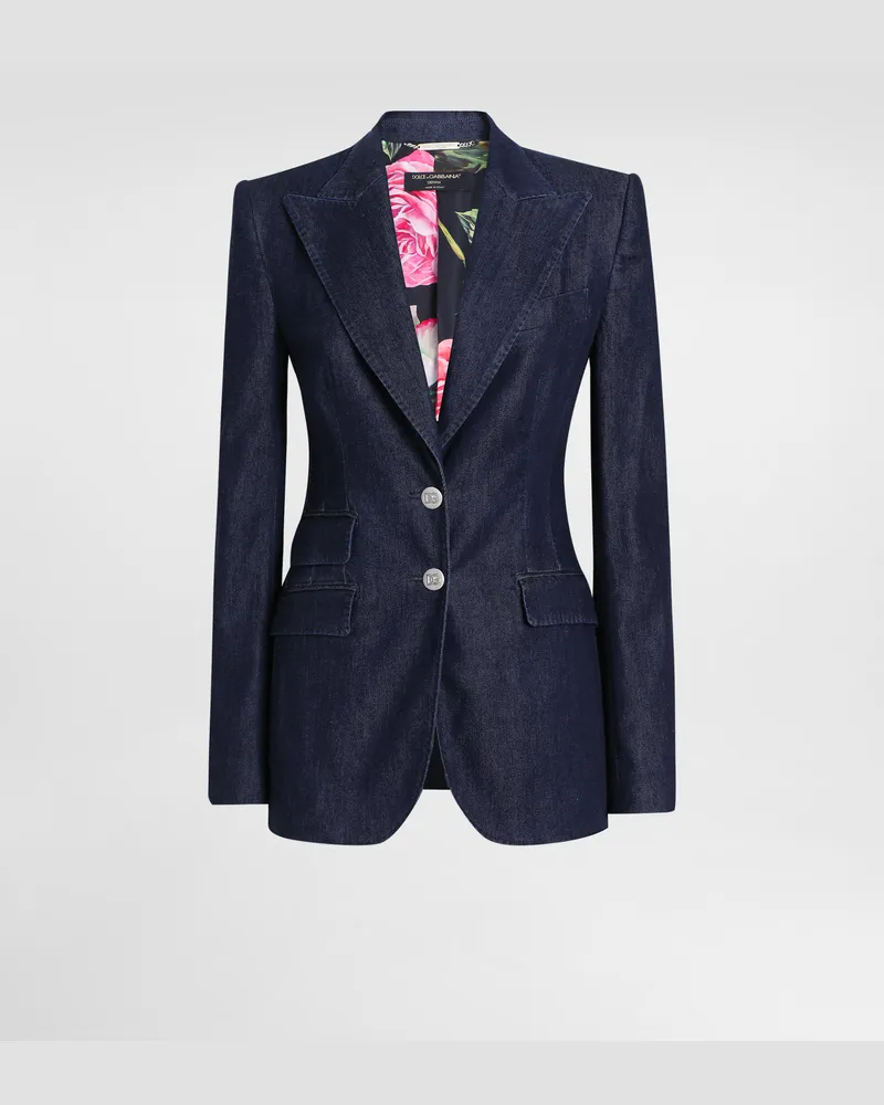 Dolce & Gabbana Single-breasted Denim And Silk Turlington Jacket - Frau Denim Mehrfarbig Multicolor