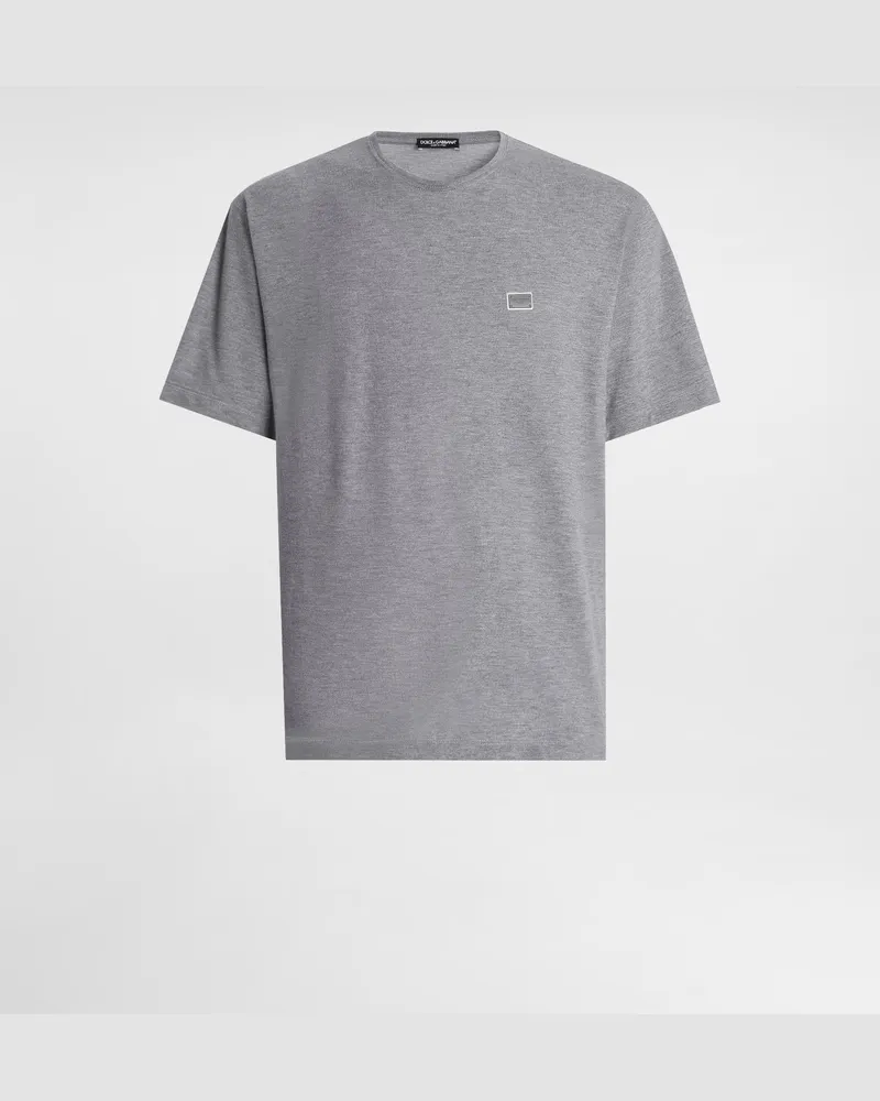 Dolce & Gabbana T-shirt Aus Baumwolle Mit Plakette - Mann T-shirts Und Polos Grau Grau