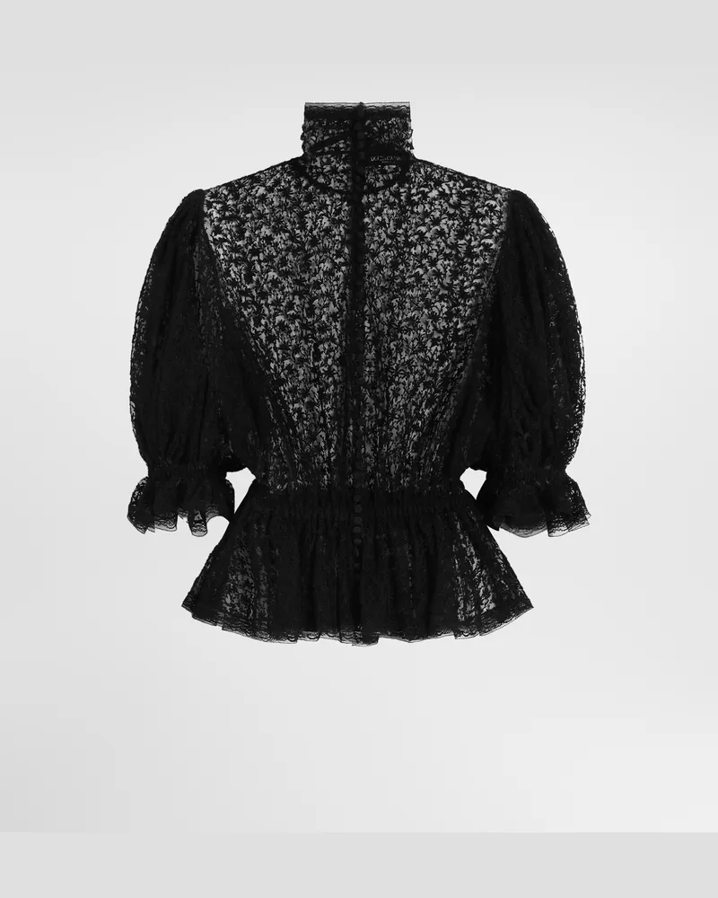 Dolce & Gabbana Top Aus Tüll Mit Stickerei - Frau Collection Schwarz Schwarz
