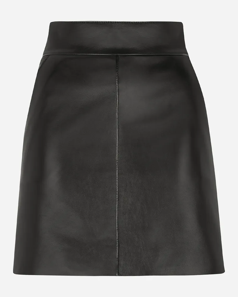 Dolce & Gabbana Kurzer Lederrock - Frau Röcke Schwarz Schwarz