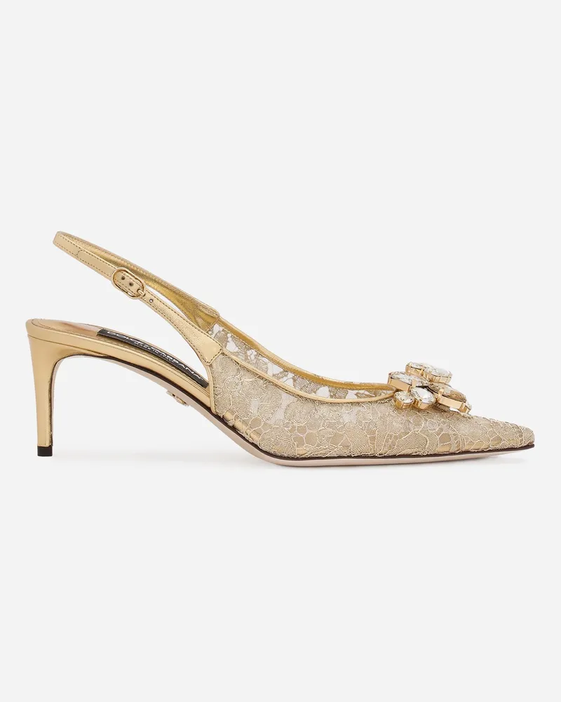 Dolce & Gabbana Slingback Rainbow Lace Aus Lurex-spitze - Frau Pumps Und Slingbacks Gold Spitze Gold