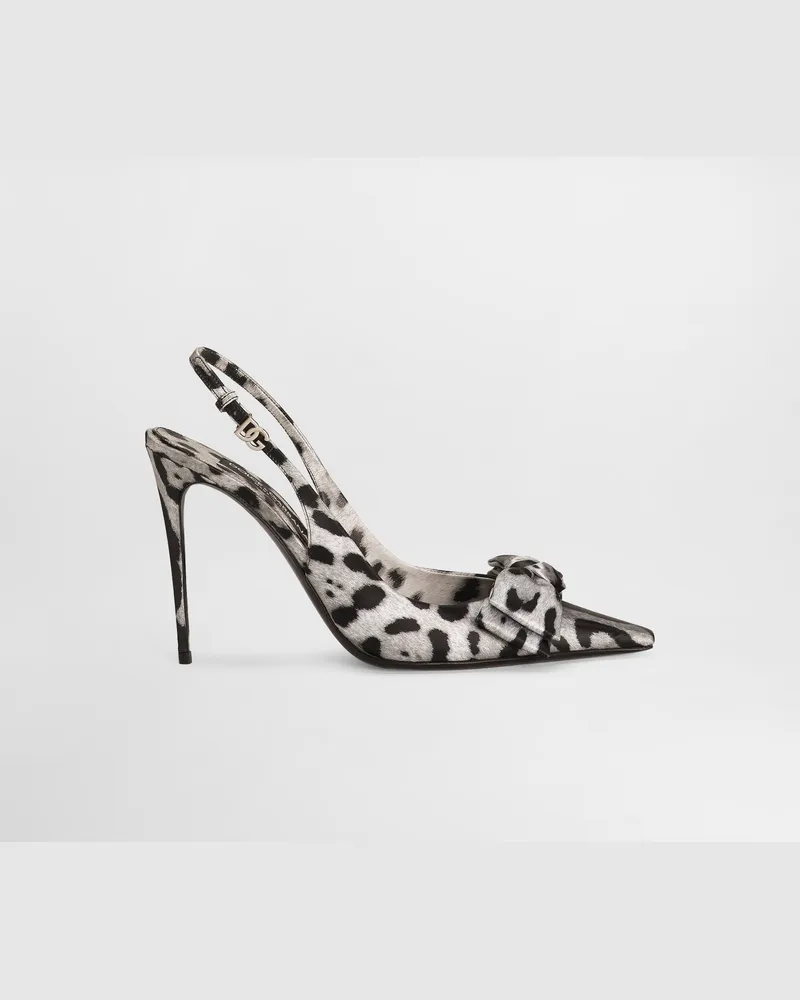 Dolce & Gabbana Slingback Aus Satin Leoprint - Frau Pumps Und Slingbacks Drucken Drucken