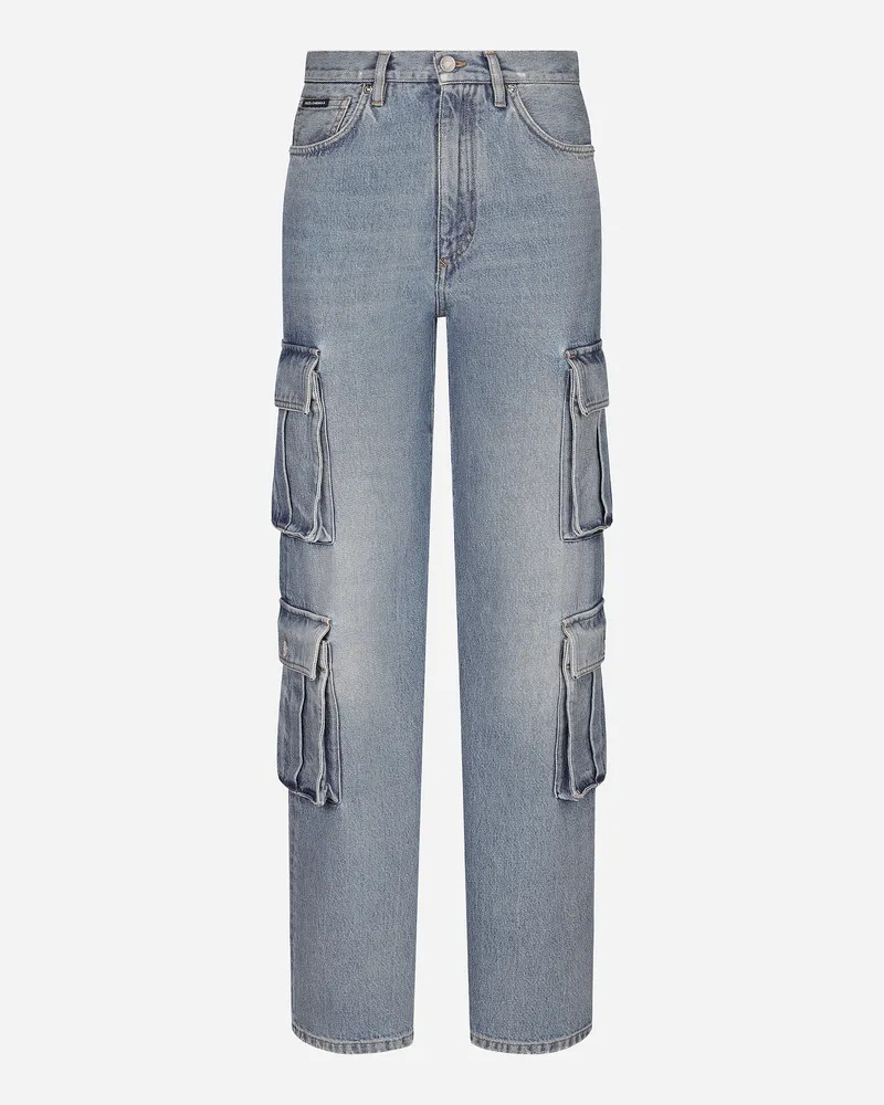 Dolce & Gabbana Cargo-jeans Aus Baumwolldenim - Frau Denim Mehrfarbig Mehrfarbig