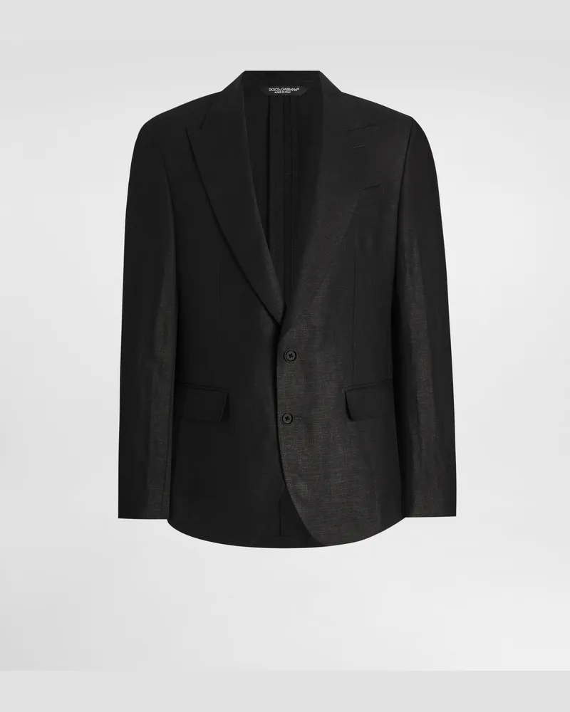 Dolce & Gabbana Einreihige Jacke Aus Leinenstoff - Mann Anzüge Und Blazer Schwarz Schwarz