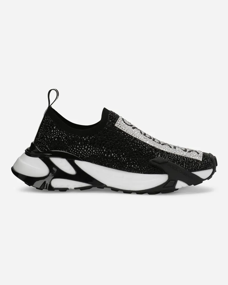Dolce & Gabbana Sneaker Fast Mit Thermostrass - Frau Sneakers Mehrfarbig Stoff Weiss