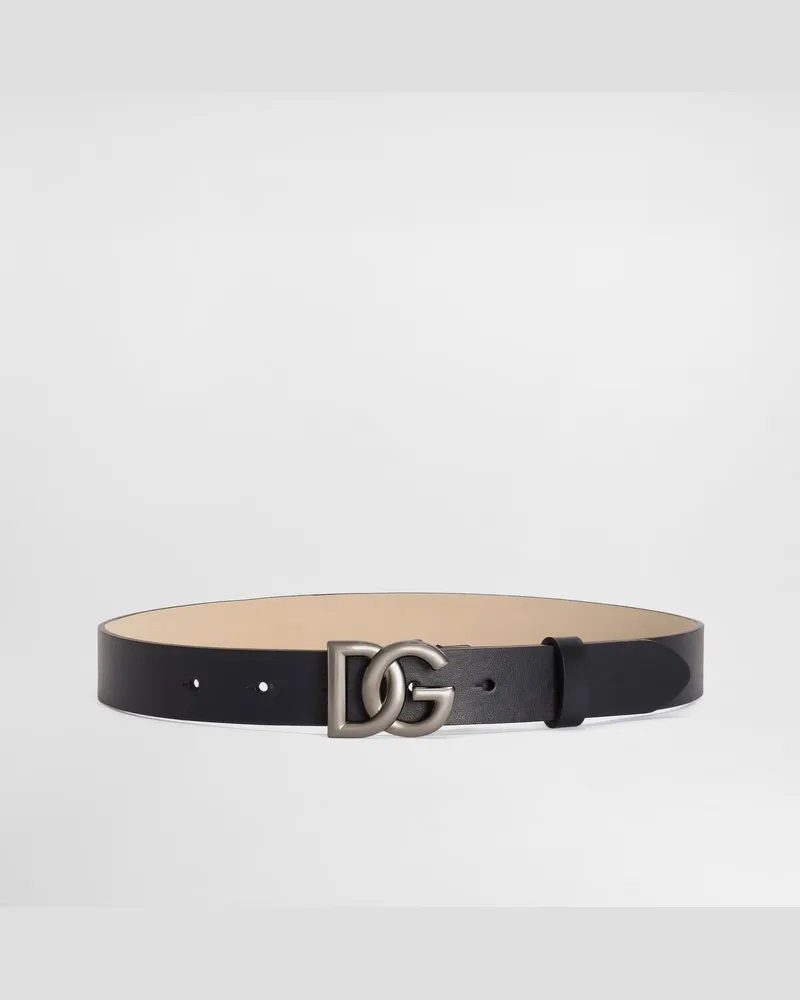 Dolce & Gabbana Gürtel Aus Kalbsleder Mit Logo - Mann Collection Blau Leder Blau