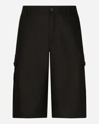 Dolce & Gabbana Cargo-Bermudas aus Leinen Schwarz