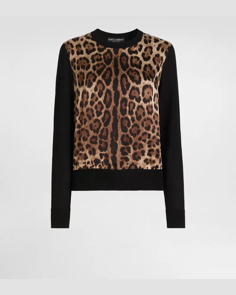 Dolce & Gabbana Pullover Aus Wolle Mit Leo-print - Frau Strickwaren Animalprint Print