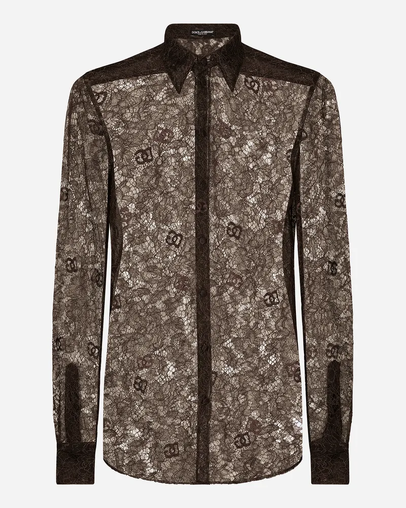 Dolce & Gabbana Hemd Martini Aus Chantilly-spitze - Mann Hemden Braun Spitze Braun