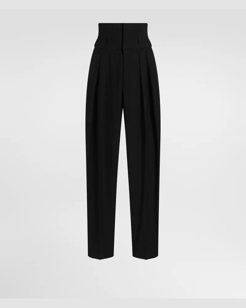 Dolce & Gabbana Hose Aus Wolljacquard Mit Nadelstreifen - Frau Collection Schwarz Schwarz