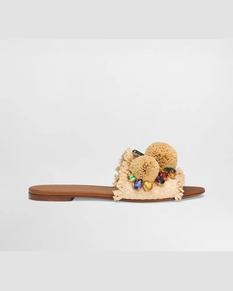 Dolce & Gabbana Ausgefranste Pantolette Mit Geflecht - Frau Pantoletten Und Mules Mehrfarbig Mehrfarbig