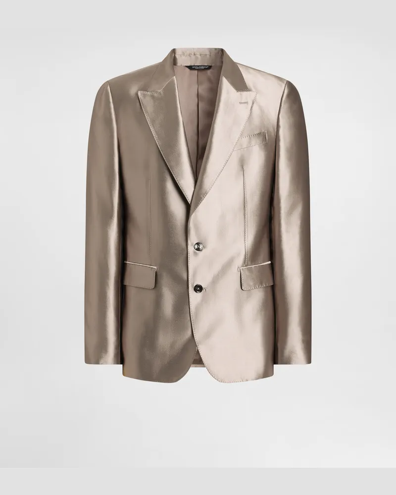 Dolce & Gabbana Jacke Sicilia Light Aus Seiden-shantung Mit Einreihigem Schnitt - Mann Anzüge Und Blazer Beige Seide Beige