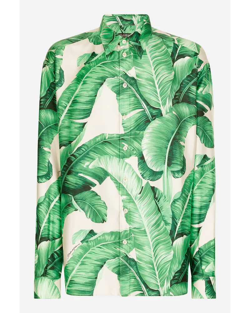 Dolce & Gabbana Oversize-Hemd aus Seide Bananenbaum-Print Print