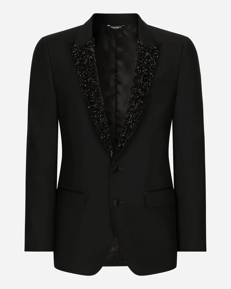 Dolce & Gabbana Einreihige Jacke Martini Mit Besticktem Revers - Mann Anzüge Und Blazer Mehrfarbig Schwarz
